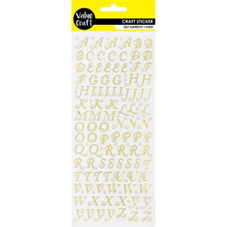 STICKERS GLITTER ALPHA CAP GLD 1 SHEET