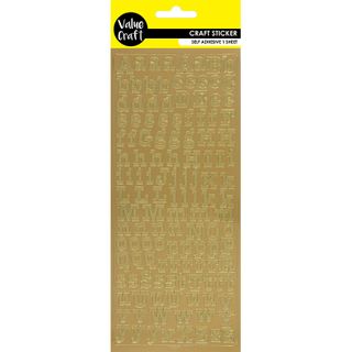 STICKERS METALLIC ALPHA CAP GLD 1 SHEET