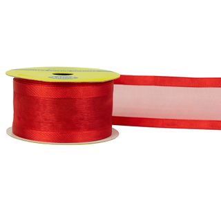 RIB 38MM SATIN EDGE SHEER RED 3MTR
