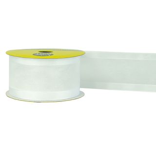 RIB 38MM SATIN EDGE SHEER WHITE 3MTR