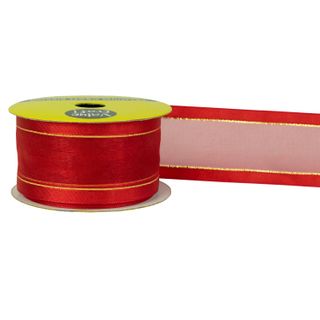 RIB 38MM SATIN EDGE SHEER RED-GOLD 3M