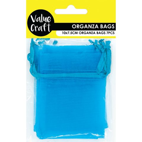 Mini Organza Bag Turqoise 10cmx7.5cm 7pc