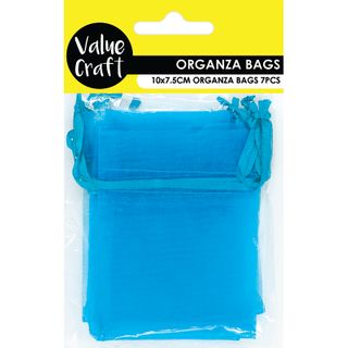Mini Organza Bag Turqoise 10cmx7.5cm 7pc