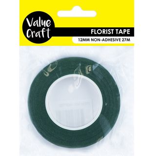 CRAFT 12MM FLORIST TAPE DARK GREEN 27M