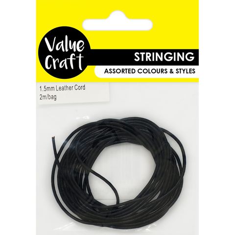 JF CORD GENUINE LEATHER 1.5MM BLACK 2M