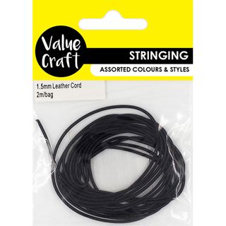 JF CORD GENUINE LEATHER 1.5MM BLACK 2M