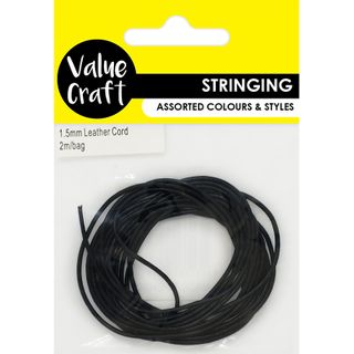 JF CORD GENUINE LEATHER 1.5MM BLACK 2M