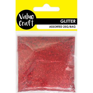 CRAFT GLITTER IN BAG RED 25G