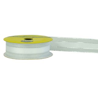 RIB 22MM SATIN SHEER EDGE WHITE-SLV 4M