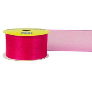 RIB 38MM WOV EDGE ORGANZA HOT PINK 4M