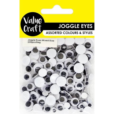 CRAFT JOGGLE EYES MIXED 3 SIZES 200PCS