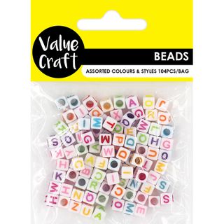 ALPHABET CUBE BEADS ASST 104PCS