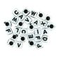 ALPHABET CUBE BEADS WHITE BLACK 104PCS