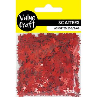 CRAFT SCATTERS STAR 2 SIZES RED 20G