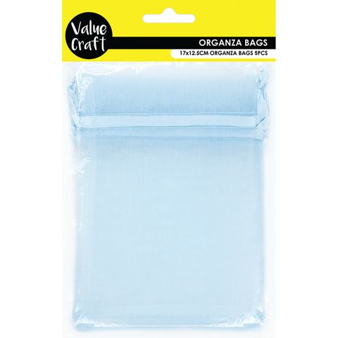 Sml Organza Bag 17cm X 12.5cm B Blue 5Pc