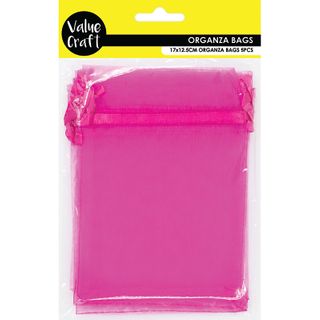 ORGANZA SMALL 17CM X 12.5CM HOT PINK 5PC