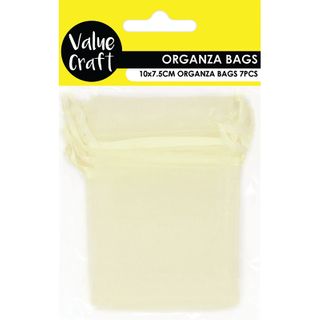Mini Organza Bag Cream 10cmx7.5cm 7pc