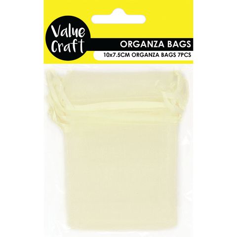 Mini Organza Bag Cream 10cmx7.5cm 7pc