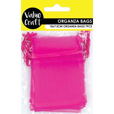 Mini Organza Bag Hot Pink 10cmx7.5cm 7pc