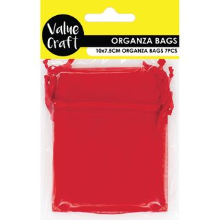 Mini Organza Bag Red 10cmx7.5cm 7pc