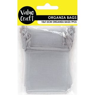 Mini Organza Bag Silver 10cmx7.5cm 7pc