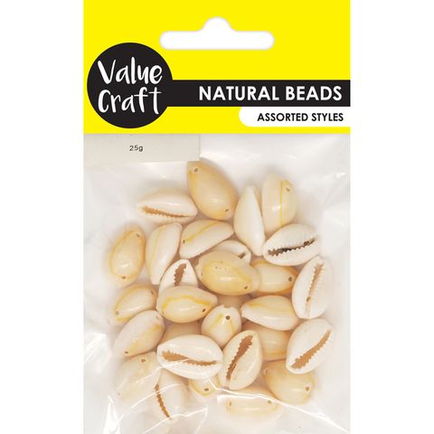 SHELL COWRIE BEAD W 2 HOLS 25G