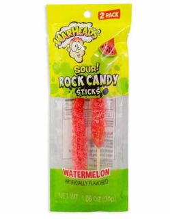 WARHEADS WATERMELON SOUR ROCK CANDY STICKS