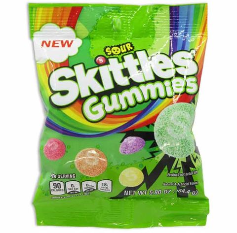 SKITTLES GUMMIES SOUR PEG BAG