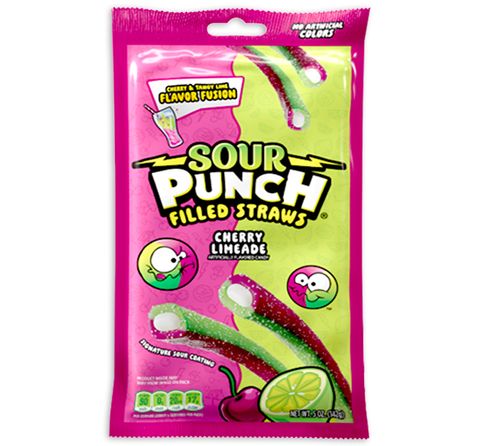 SOUR PUNCH FILLED STRAWS CHERRY LIMEADE