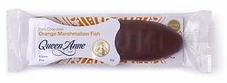 QUEEN ANNE DK CHOC FISH ORANGE 50G