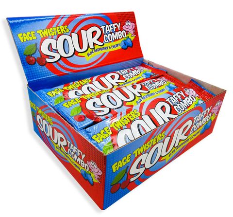 FACE TWISTERS SOUR TAFFY BLUE RASPBERRY & CHERRY