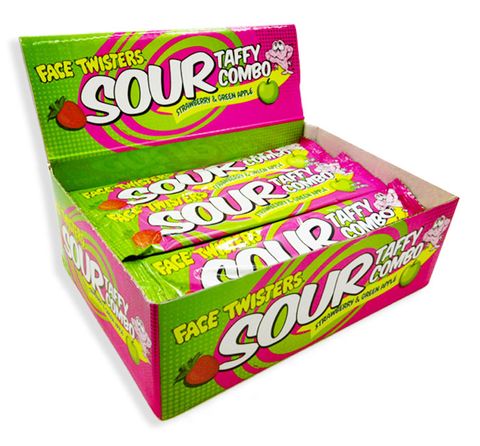 FACE TWISTERS SOUR TAFFY STRAWBERRY & GREEN APPLE