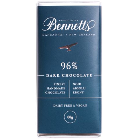 BENNETTS 96% DARK CHOCOLATE BAR 60G
