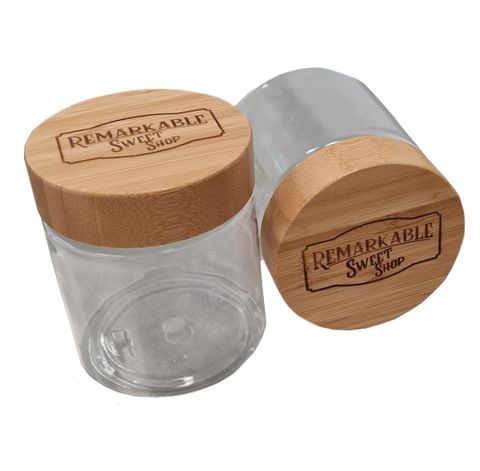 Empty Plastic Jar with Bamboo Lid