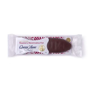 QUEEN ANNE DK CHOC FISH RASPBERRY 50G