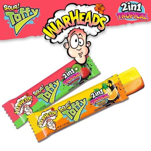 WARHEADS SOUR! TAFFY 2IN1 TROPICAL