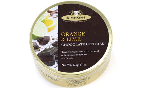 SIMPKINS CHOC CENTRED LIME&ORANGE DROPS