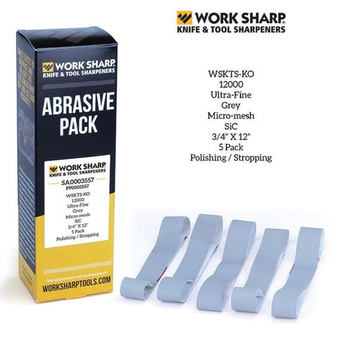 WORKSHARP REPLACEMENT BELT PACK, 5PCE 12,000GRIT POLISHING BELTS, T/S WSKTS-KO