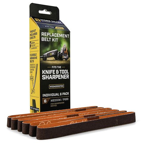 WORKSHARP REPLACEMENT BELT PACK, 6PCE 220 GRIT, TO SUIT WSKTS (BROWN)