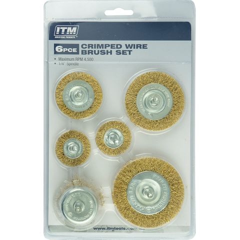 ITM 6pc Crimp Wire Wheel Brush Kit