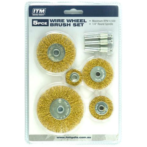 ITM 5pc Crimp Wire Wheel Brush Kit