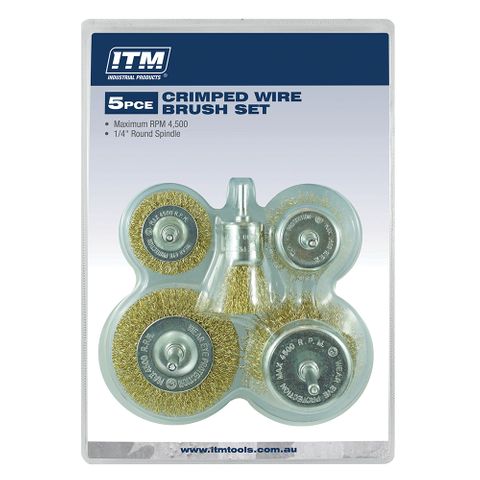 ITM 5pc Crimp Wire Brush Kit