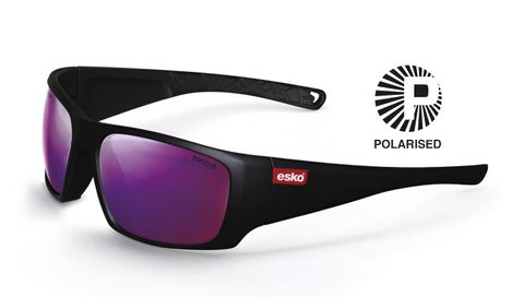 Tokyo Polarised Safety Glasses, Matt Black Frame, Lilac Mirror