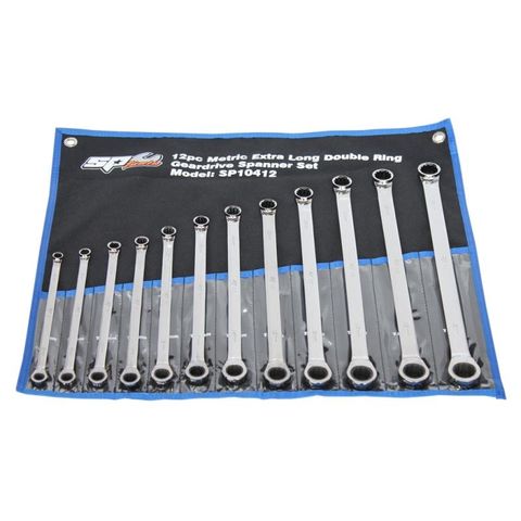 SP Double Ring Gear Drive Spanner Set - Extra Long - 0° Offset - Metric - 12pc