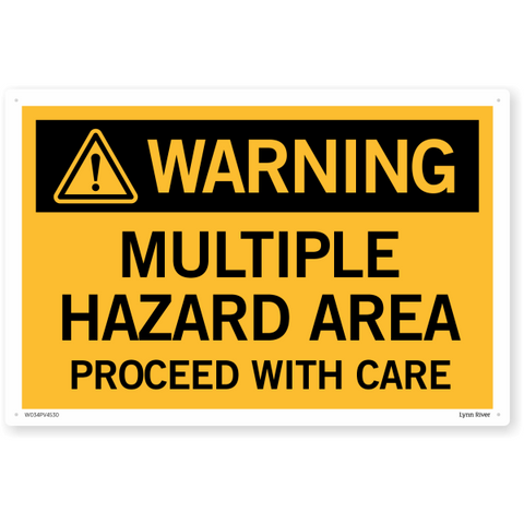 Warning Multiple Hazard Area Screenprint on PVC 340x240mm