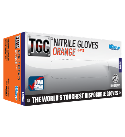 TGC Orange Nitrile Disposable Gloves 100 box XLarge