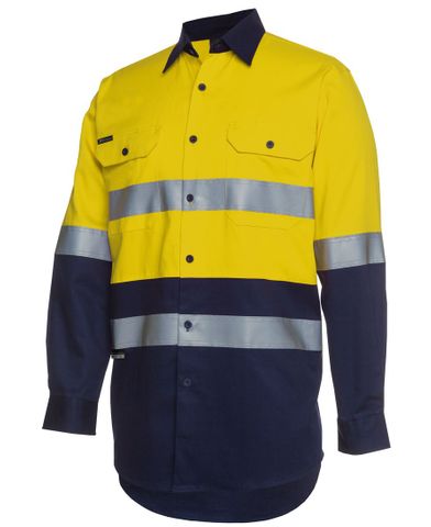 JB's HV (D+N) L/S 190G Shirt - Yellow/Navy - 5XL