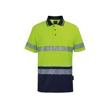 JB's HV (D+N) S/S C/Back Segmented Tape Polo - Lime/Navy - L