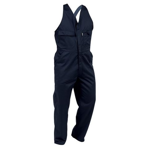 Overall Easy Action Bib 270gsm Polycotton Zipped Navy Sz 4 (76R)