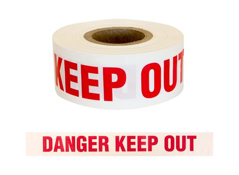 Esko Warning Tape - Danger Keep Out 75mmx250m, 90 Micron (Red on White